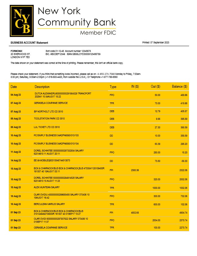  East West Bank firm account statement 